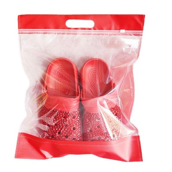 Red Bling Rhinestone Crystal Slip On Croclike Slides Rubber Clogs Shoes - Picture 3 of 4